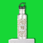 Bouteille D'eau Chic Poster de animal beige Monogramme<br><div class="desc">Une bouteille d'eau élégante est accompagnée d'un motif de poster de animal sauvage beige et blanc accentué de votre chic monogramme initial. Créez-vous pour vous-même ou offrez-en un cadeau.</div>