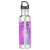 Bouteille D'eau Chic rose violet ombre parties scintillant gouttes (Dos)