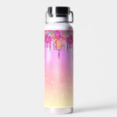 Bouteille D'eau Chic violet orange ombre parties scintillant goutt (Arrière)