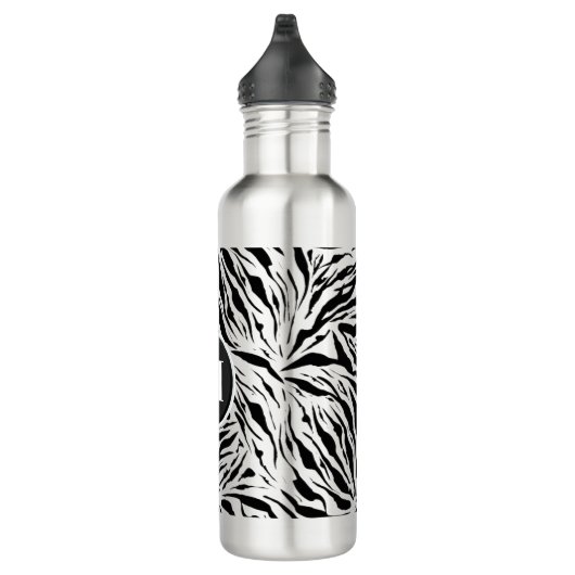 Bouteille D'eau Chic Zebra Imprimer Monogramme (Droite)
