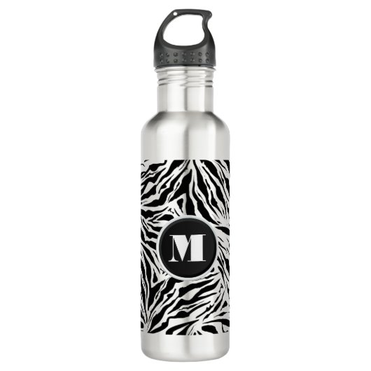 Bouteille D'eau Chic Zebra Imprimer Monogramme (Devant)