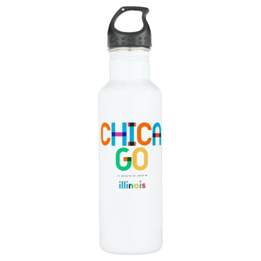 Bouteille D'eau Chicago Illinois Mid Century, Pop Art, (Devant)