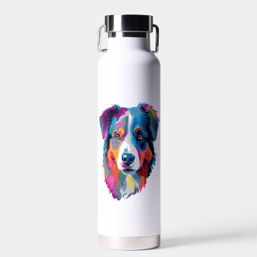 Bouteille D'eau Chien berger australien coloré (Avant)