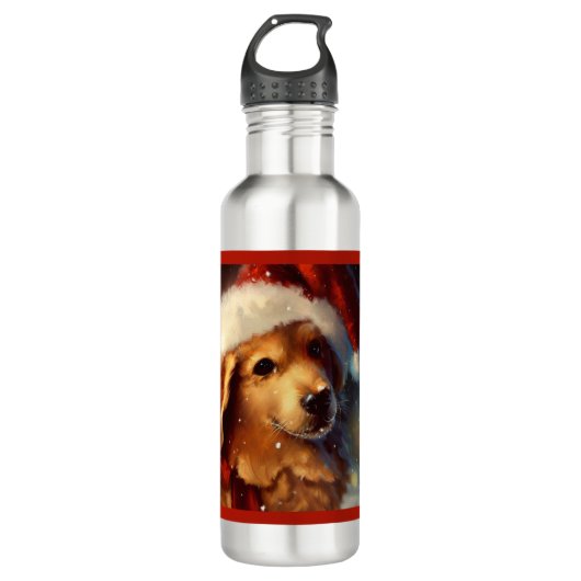 Bouteille D'eau Chien de Noël 4 (Devant)