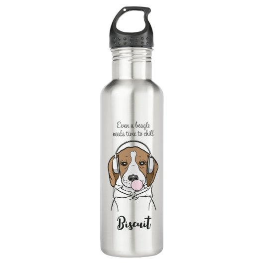Bouteille D'eau Chien frigorifique avec Bubblegum Funny Beagle (Devant)