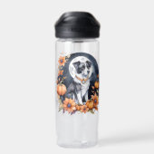 Bouteille D'eau Chien Mignon Halloween Fleur Lunaire Amoureux des  (Arrière)