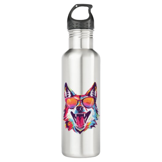 Bouteille D'eau chien plage d'été chien chilling cadeau amoureux d (Devant)