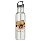 Bouteille D'eau Chien poméranien mignon avec lunettes de vue (Devant)