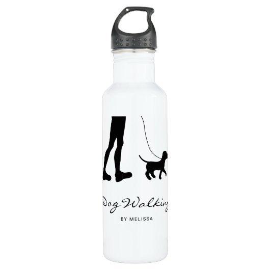 Bouteille D'eau Chien Walker Femme & Chien - Silhouette noire et t (Devant)