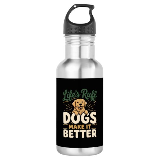 Bouteille D'eau Chiens drôles rendent mieux (Devant)
