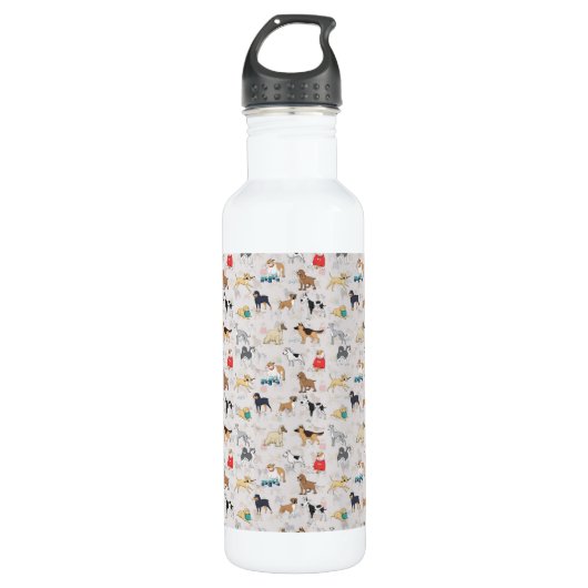 Bouteille D'eau Chiens mignons Design Motif Blanc (Devant)