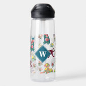 Bouteille D'eau Chiens Motif & Fleurs Vintages Monogramme (Arrière)