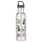 Bouteille D'eau Chiens Motif & Fleurs Vintages Monogramme (Dos)