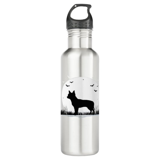 Bouteille D'eau Chihuahua Chien - Halloween Moon Silhouette Classi (Devant)