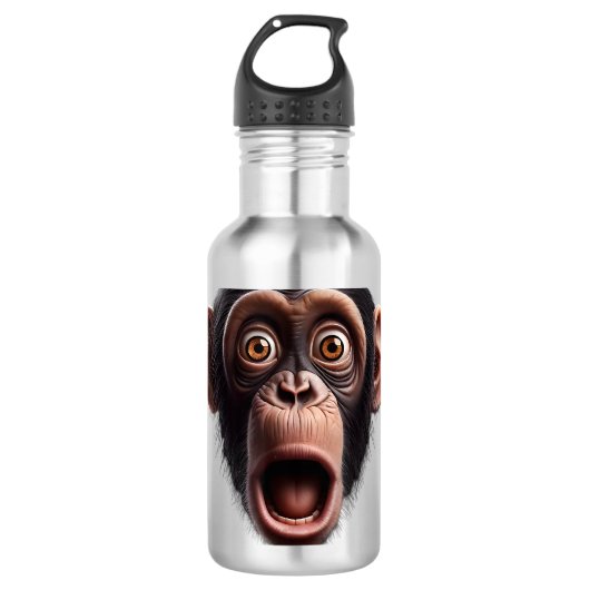 Bouteille D'eau Chimpanzé drôle de visage de singe (Devant)