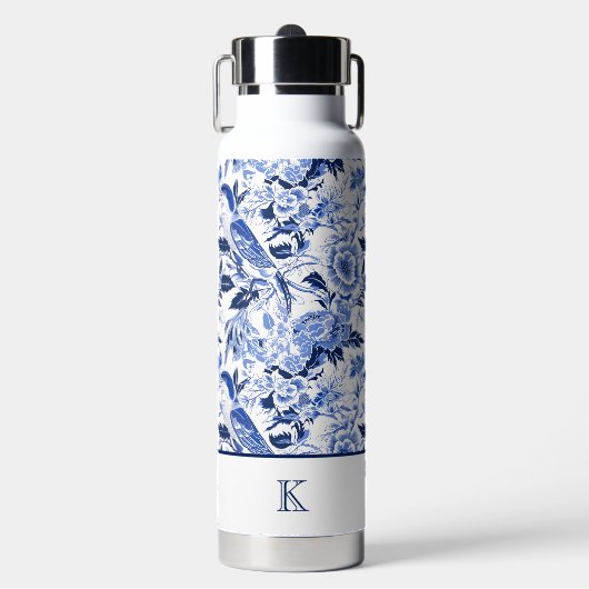 Bouteille D'eau Chinoiserie Oiseau Bleu Monogramme (Salle de sport)