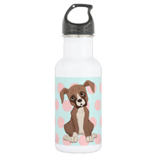 Bouteille D'eau Chiot de boxeur sur le pois rose