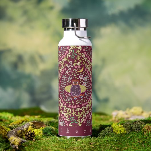 Bouteille D'eau Chouette folk Vin rouge (Extérieur)