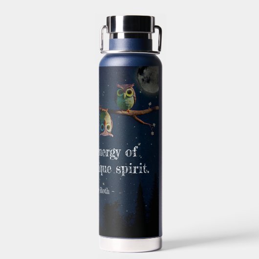 Bouteille D'eau Chouette qui est différent avec un collage de devi (Arrière)