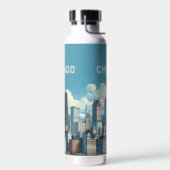 Bouteille D'eau Ciel de Chicago bleu (Gauche)