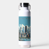 Bouteille D'eau Ciel de Chicago Bleu (Avant)