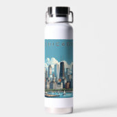 Bouteille D'eau Ciel de Chicago Bleu (Arrière)