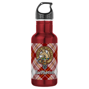 Bouteille D'eau Cimier du clan MacPherson sur tartan rouge de robe