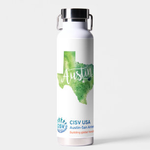Bouteille D'eau CISV Austin Texas Motif Thor Cuivre Isolé