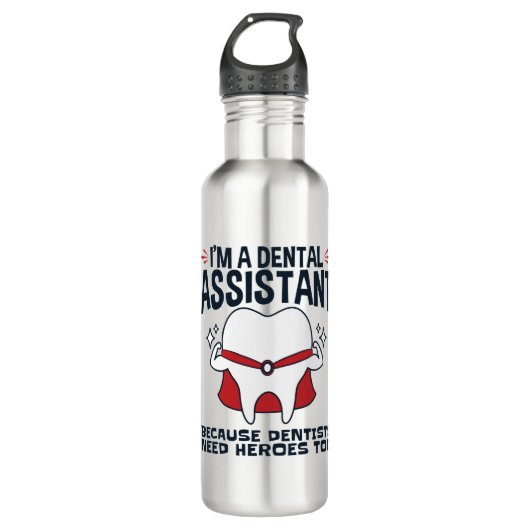 Bouteille D'eau Citation de l'assistante dentaire Funny Heroes (Devant)