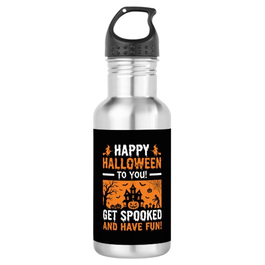 Bouteille D'eau Citation de maison hantée effrayante pour Hallowee (Devant)