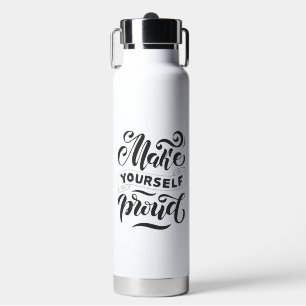 Bouteille D'eau Citation typographique noire Motivation