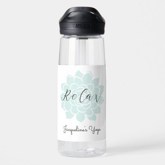 Bouteille D'eau Citation Yoga Relaxation Verte Blanc (Arrière)