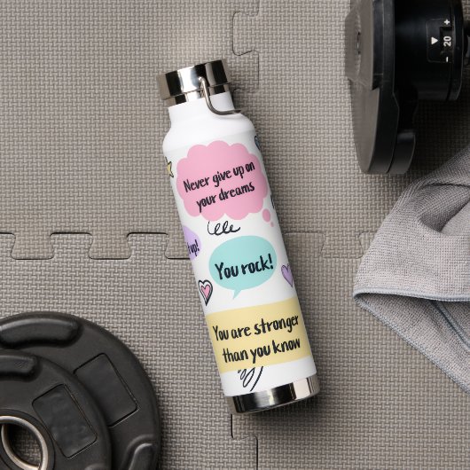 Bouteille D'eau Citations Motivationnelles Colorées (Salle de sport (pivotée))