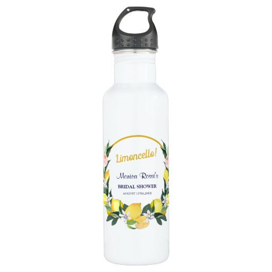 Bouteille D'eau Citron bleu Fête des mariées italienne Nom Cadeau (Devant)