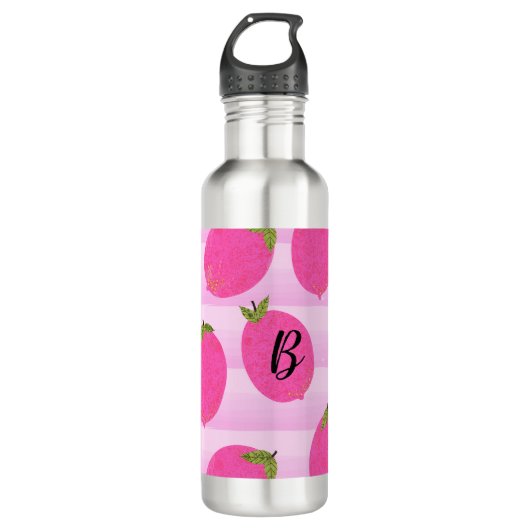 Bouteille D'eau Citrons roses Fruits d'été Aquarelle amusante (Devant)