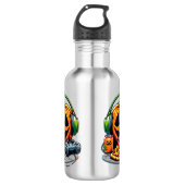 Bouteille D'eau Citrouille d'Halloween avec casque et jeux? (Devant)