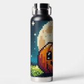 Bouteille D'eau citrouille Halloween 8 bits sous la lune (Avant)