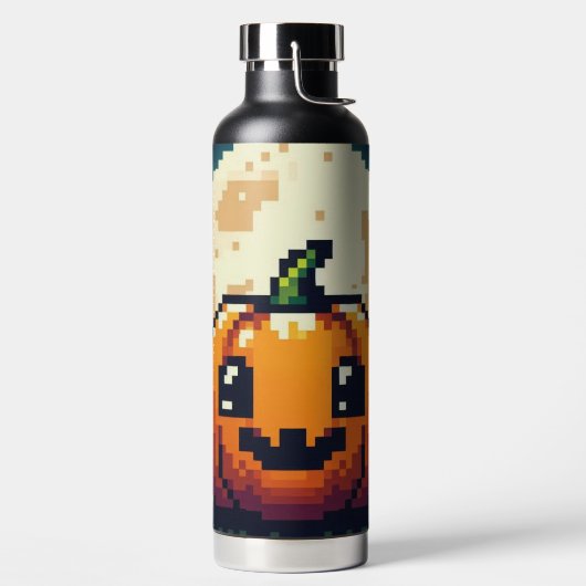 Bouteille D'eau citrouille Halloween 8 bits sous la lune (Droite)