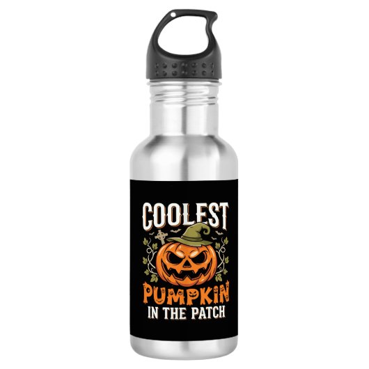 Bouteille D'eau Citrouille la plus cool du patch Design Halloween (Devant)