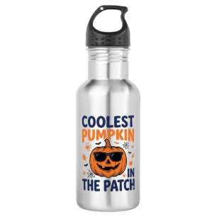 Bouteille D'eau Citrouille la plus cool du patch Halloween Shirt_1