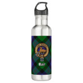 Bouteille D'eau Clan Blair Crest sur Tartan (Devant)