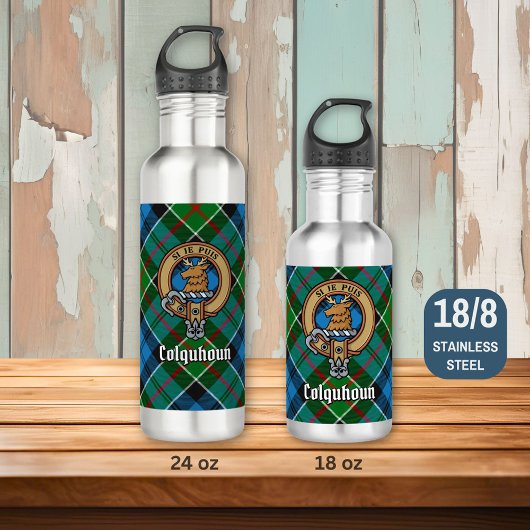 Bouteille D'eau Clan Colquhoun Crest sur Tartan