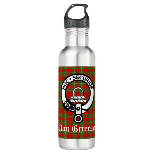 Bouteille D'eau Clan Grierson Crest Badge & Tartan (Devant)