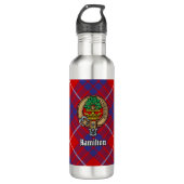 Bouteille D'eau Clan Hamilton Crest sur Red Tartan (Devant)