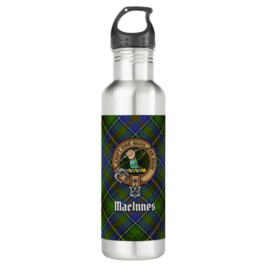Bouteille D'eau Clan MacInnes Crest sur Tartan (Devant)