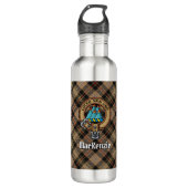 Bouteille D'eau Clan MacKenzie Crest sur Tartan de chasse Brown (Devant)