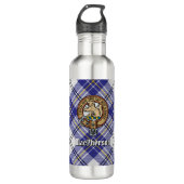Bouteille D'eau Clan MacPherson Crest sur la robe bleue Tartan (Devant)