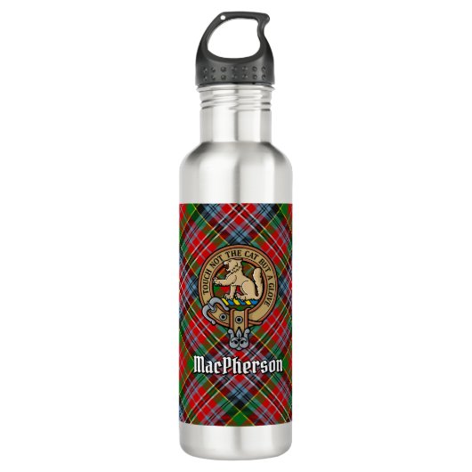 Bouteille D'eau Clan MacPherson Crest sur Tartan (Devant)