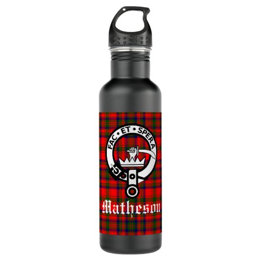 Bouteille D'eau Clan Matheson Crest Badge et Tartan (Devant)