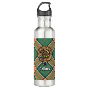 Bouteille D'eau Clan Pollock Crest sur Tartan